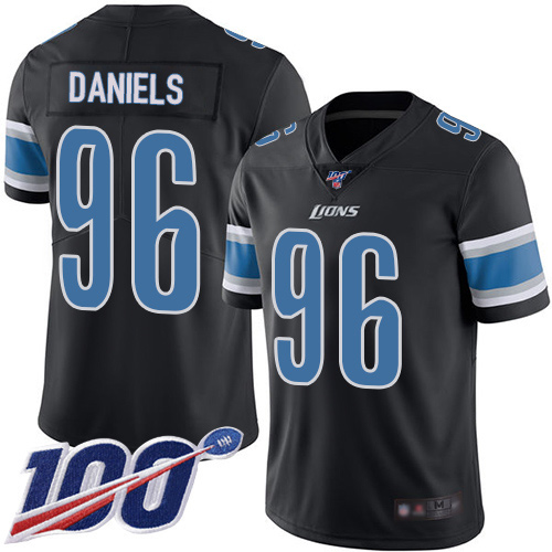 Detroit Lions Limited Black Men Mike Daniels Jersey NFL Football #96 100th Season Rush Vapor Untouchable->youth nfl jersey->Youth Jersey